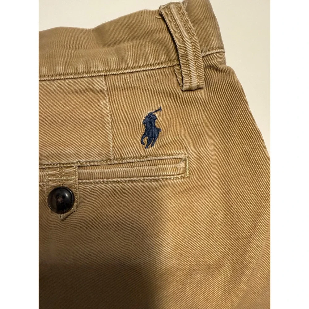 Polo Ralph Lauren Mens Stretch Classic Fit Chino Shorts Tan Khaki Cotton Size 35